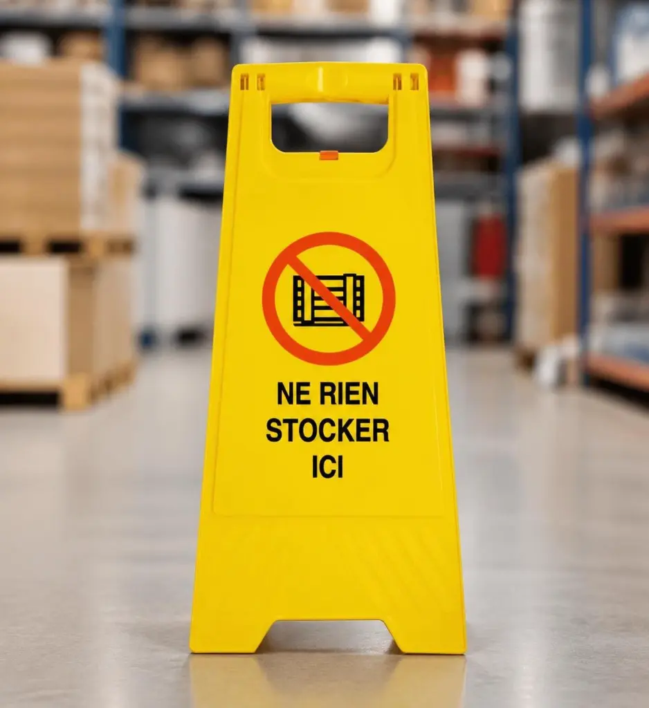 AI Generated Chevalet « Ne rien stocker ici » – dépôt / magasin