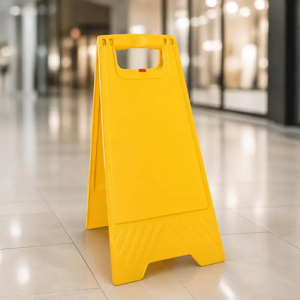 AI Generated Chevalet jaune vierge - Couloir centre commercial premium (1:1)