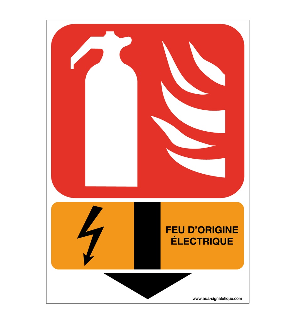 Panneau Extincteur feu d'origine électrique