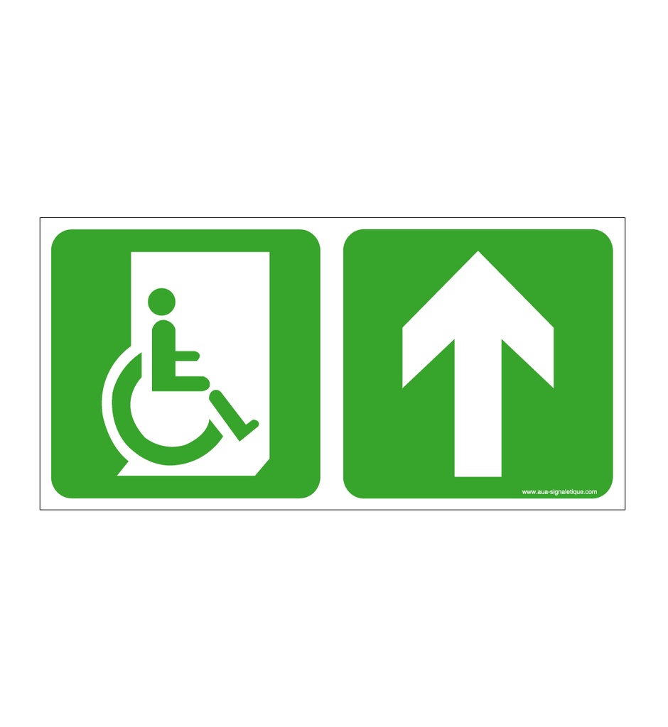 Panneau Direction de sortie Handicapé, au dessus vers la droite - C