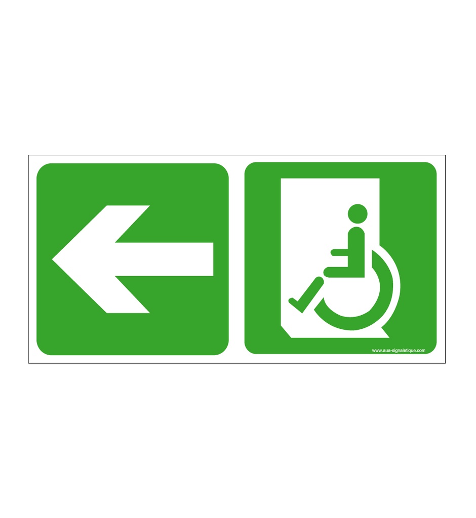 Panneau Direction de sortie Handicapé, vers la gauche - C