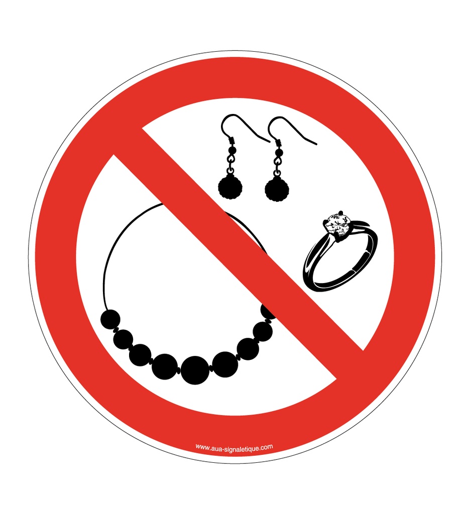 Panneau Bijoux interdits