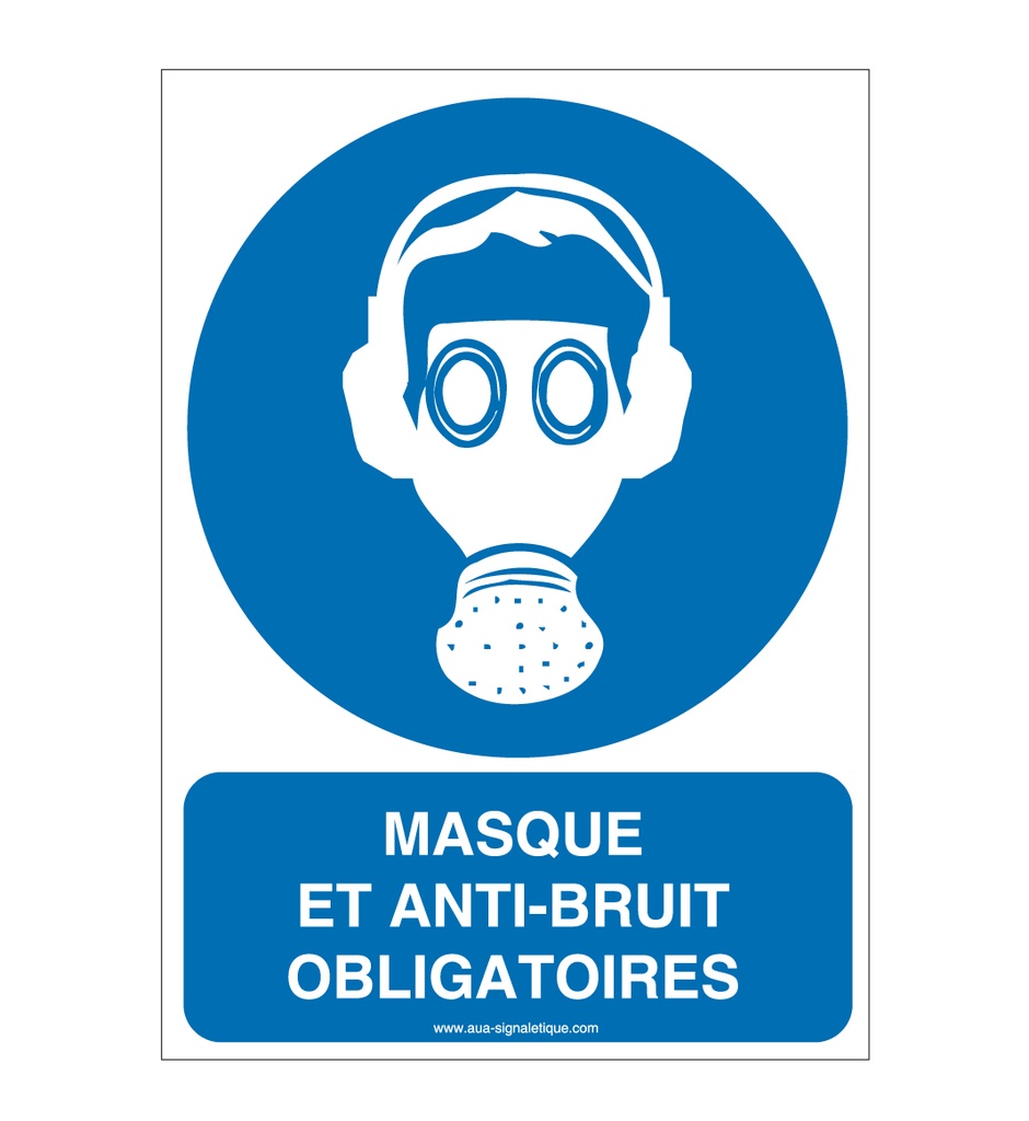 [3409-AI-v-75] Panneau masque et anti-bruit obligatoire AI (75 x 105 mm, Vinyle Autocollant)