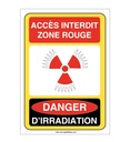 Accès interdit zone rouge danger d'irradiation