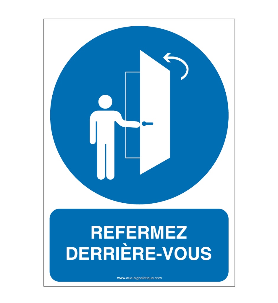[3535-AI-v-75] Panneau refermez derrière-vous AI (75 x 105 mm, Vinyle Autocollant)