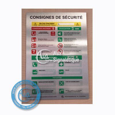 Consignes de sécurité Tout établissement en aluminium brossé