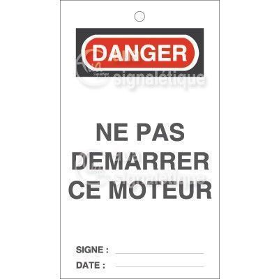Lot 10 étiquettes de sécurité en PVC imprimé - Danger Ne pas Démarrer ce Moteur