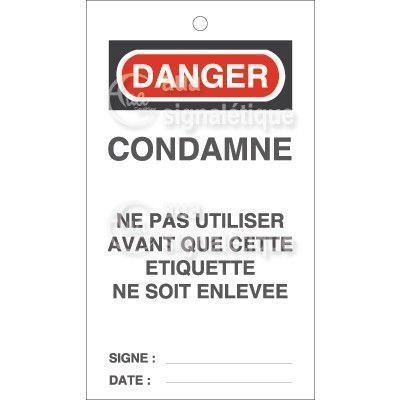 Lot 10 étiquettes de sécurité en PVC imprimé - Condamné
