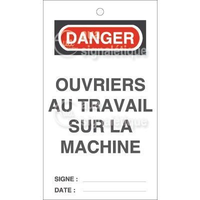 Lot 10 étiquettes de sécurité en PVC imprimé - Danger Ouvriers au travail sur la machine