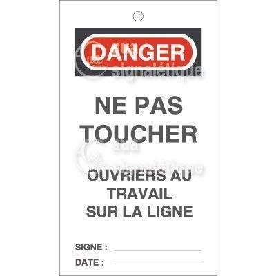 Lot 10 étiquettes de sécurité en PVC imprimé - Ne pas toucher Ouvrier au travail sur la ligne