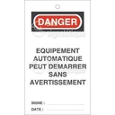 Lot 10 étiquettes de sécurité en PVC imprimé - Danger démarrage automatique