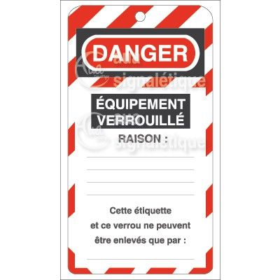 Lot 10 étiquettes de sécurité en PVC imprimé - Equipements verrouillé