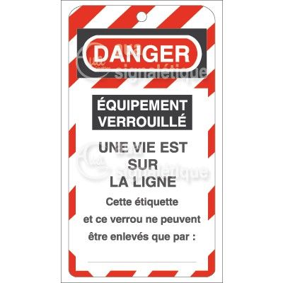 Lot 10 étiquettes de sécurité en PVC imprimé - Danger Equipements verrouillé