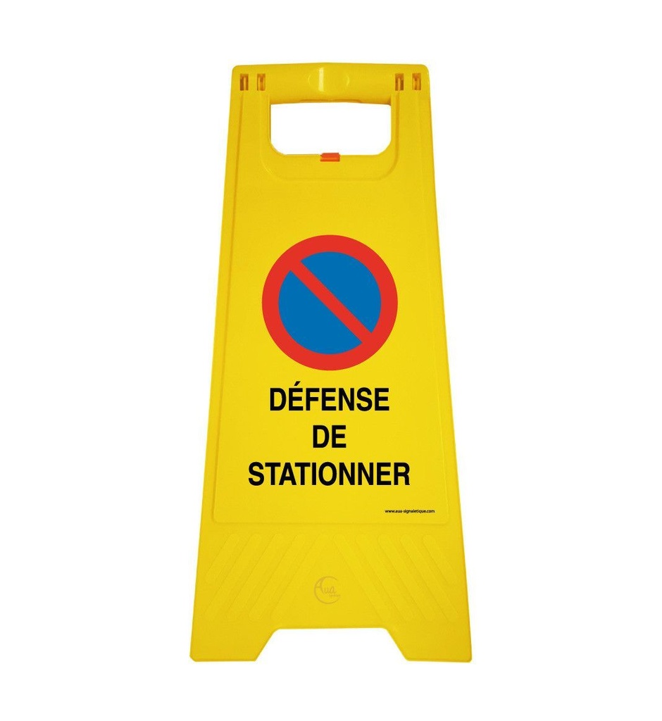 Chevalet de signalisation défense de stationner - Poids 1KG en plastique jaune