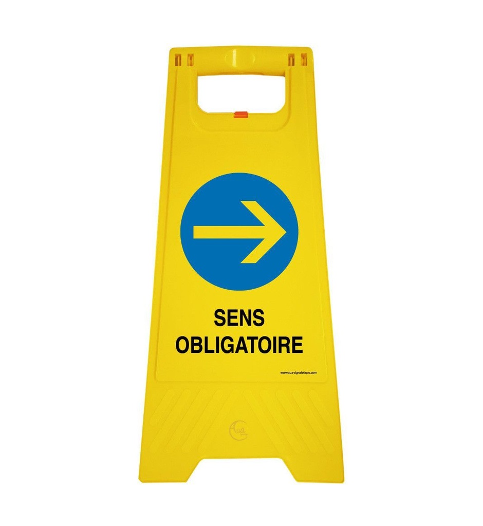 Chevalet de signalisation sens obligatoire - Poids 1Kg en plastique jaune