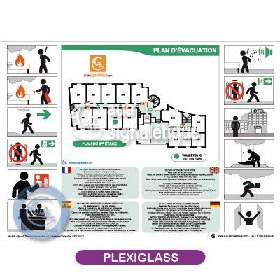 [1924] Plan d'évacuation + Consignes BD Plexiglas 4mm horizontal