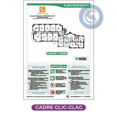 [1901] Plan d'évacuation + Consignes + Cadre Aluminium Format A4 Vertical