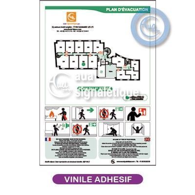 [1927] Plan d'évacuation + Consignes BD + Plastification Adhésive Format A4 Vertical