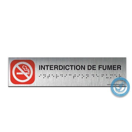 Alu Brossé - Braille - Interdiction de fumer 200x50mm