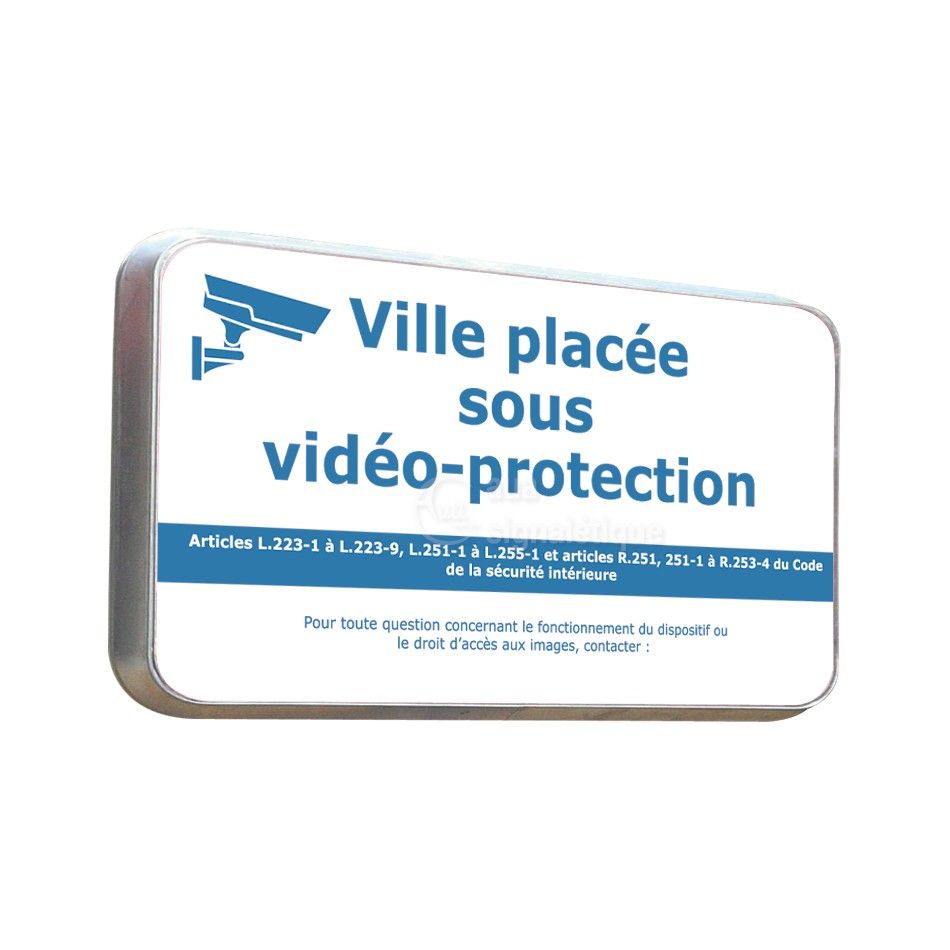 [1840019] Panneau Ville Sous Vidéo Protection - Panneau Type Routier Avec Rebord