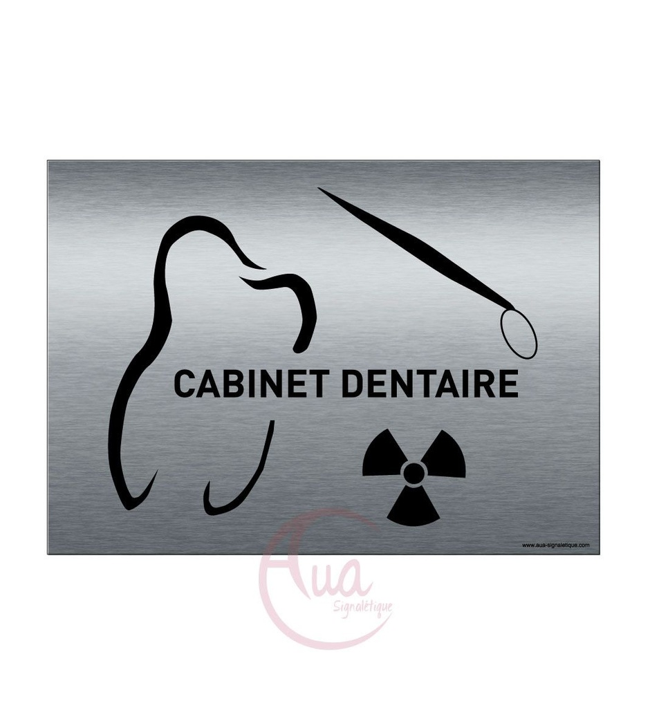 Plaque de porte Aluminium brossé imprimé AluSign - 210x150 mm - Cabinet dentaire - Double Face adhésif au dos