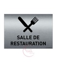 Plaque de porte Aluminium brossé imprimé AluSign - 210x150 mm - Salle de Restauration - Double Face adhésif au dos