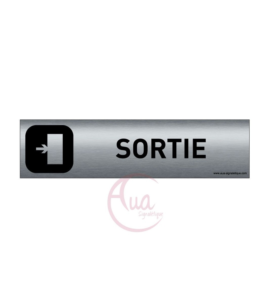 [201316-F] Plaque de porte Aluminium brossé imprimé AluSign DARK - 200x50 mm - Sortie à droite - Double Face adhésif au dos