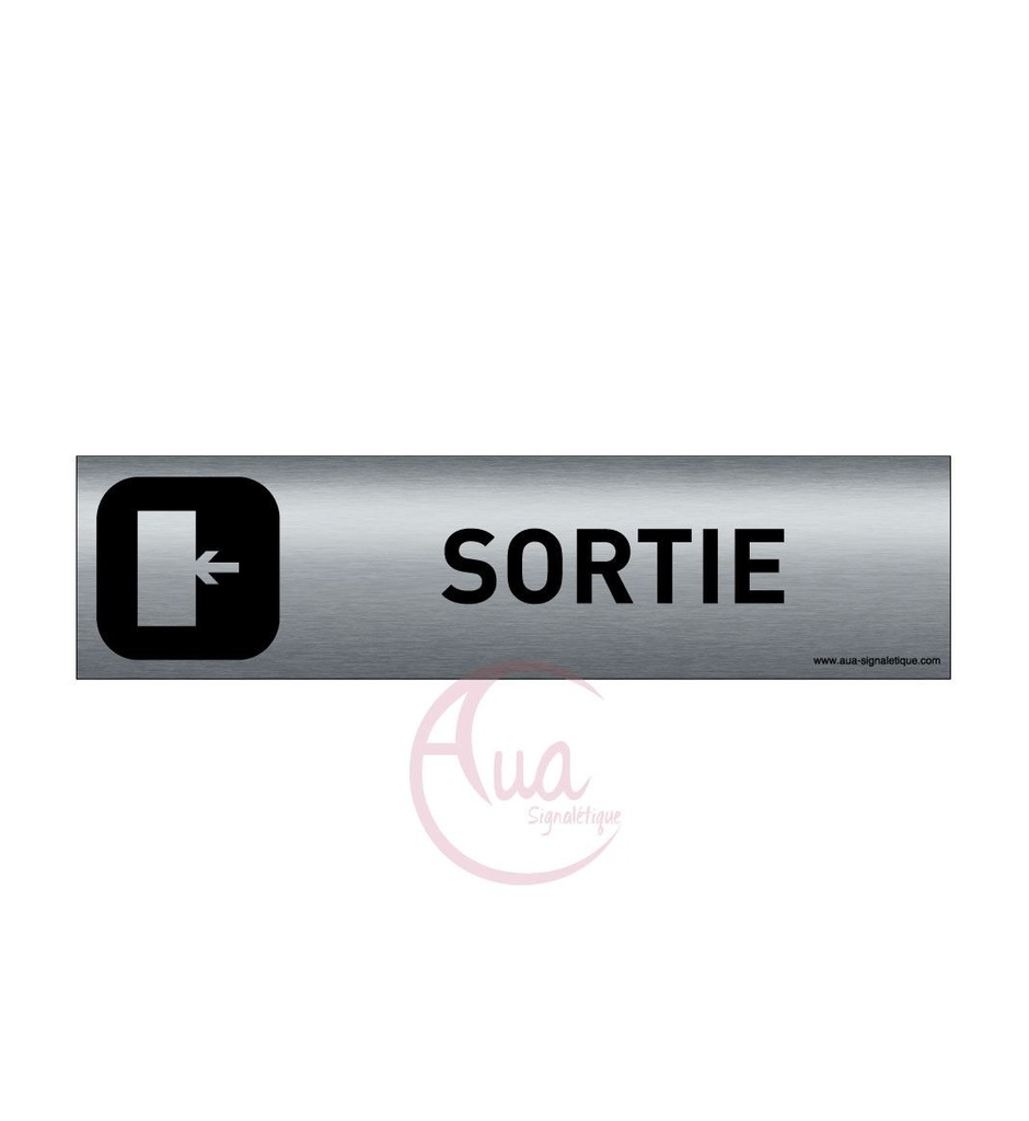 [201317-F] Plaque de porte Aluminium brossé imprimé AluSign DARK - 200x50 mm - Sortie à gauche - Double Face adhésif au dos