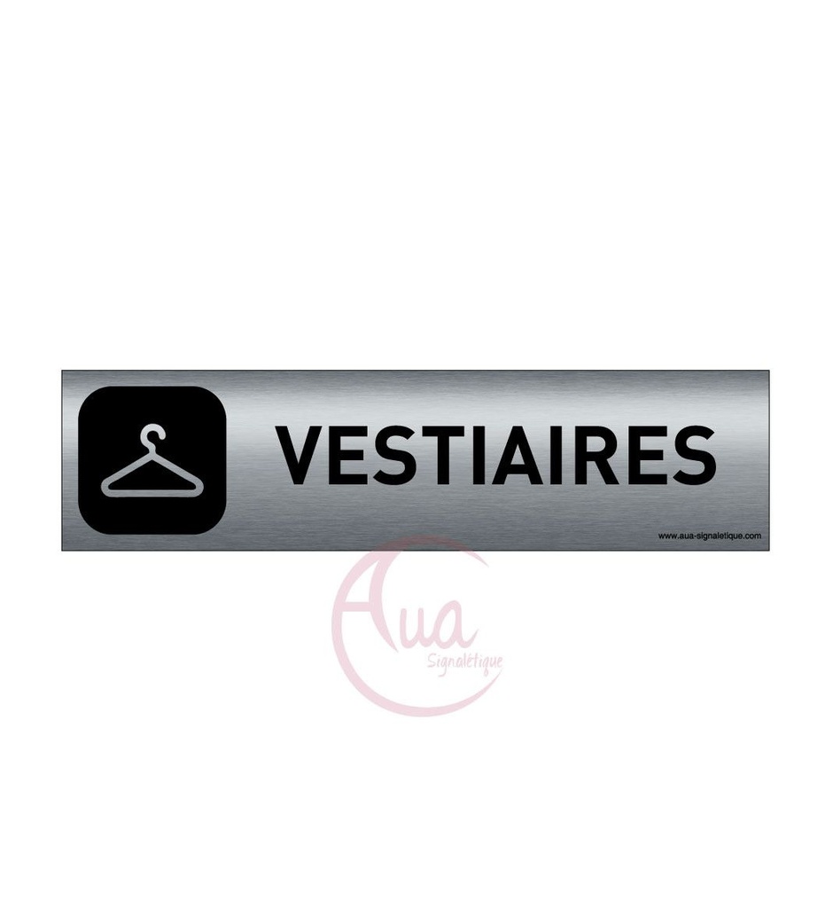 [201321-F] Plaque de porte Aluminium brossé imprimé AluSign DARK - 200x50 mm - Vestiaires - Double Face adhésif au dos
