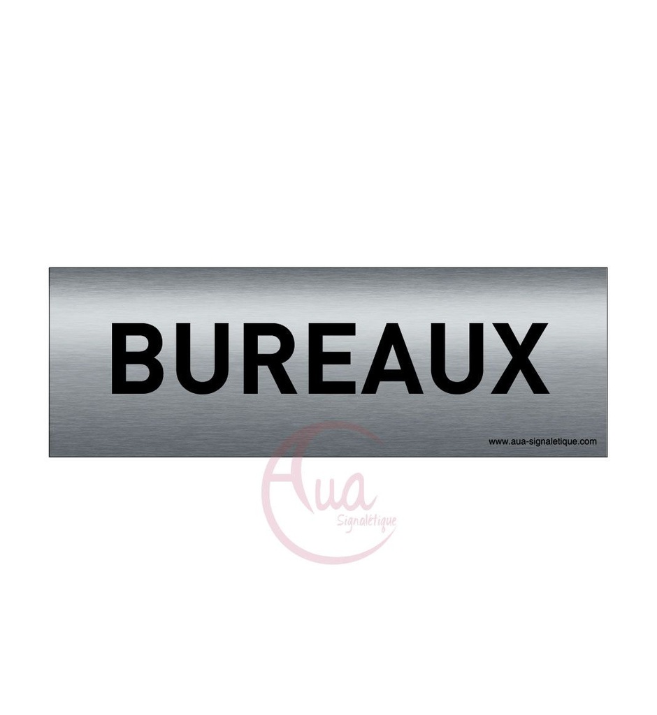 [201328-F] Plaque de porte Aluminium brossé imprimé AluSign Texte - 150x50 mm - Bureaux - Double Face adhésif au dos