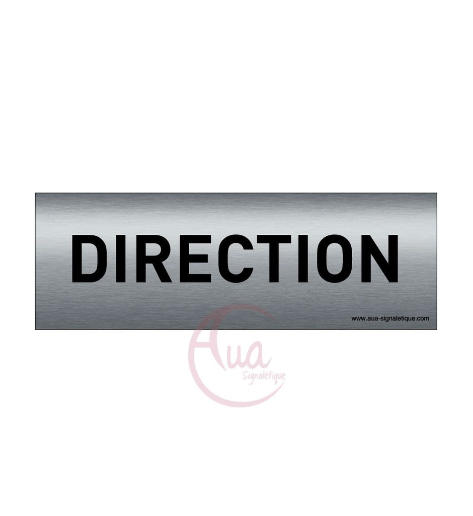 [201333-F] Plaque de porte Aluminium brossé imprimé AluSign Texte - 150x50 mm - Direction - Double Face adhésif au dos