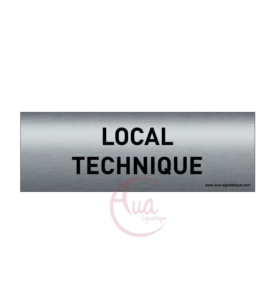 [201344-F] Plaque de porte Aluminium brossé imprimé AluSign Texte - 150x50 mm - Local technique - Double Face adhésif au dos