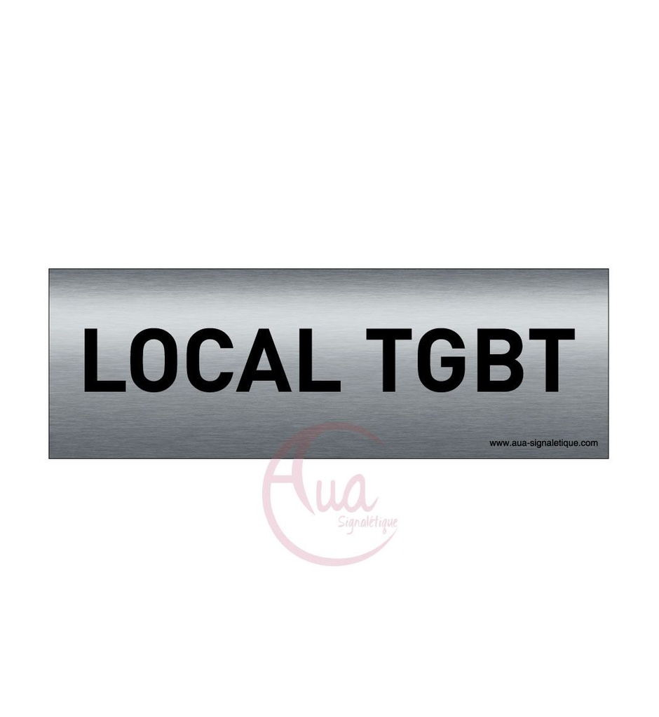 [201345-F] Plaque de porte Aluminium brossé imprimé AluSign Texte - 150x50 mm - Local TGBT - Double Face adhésif au dos
