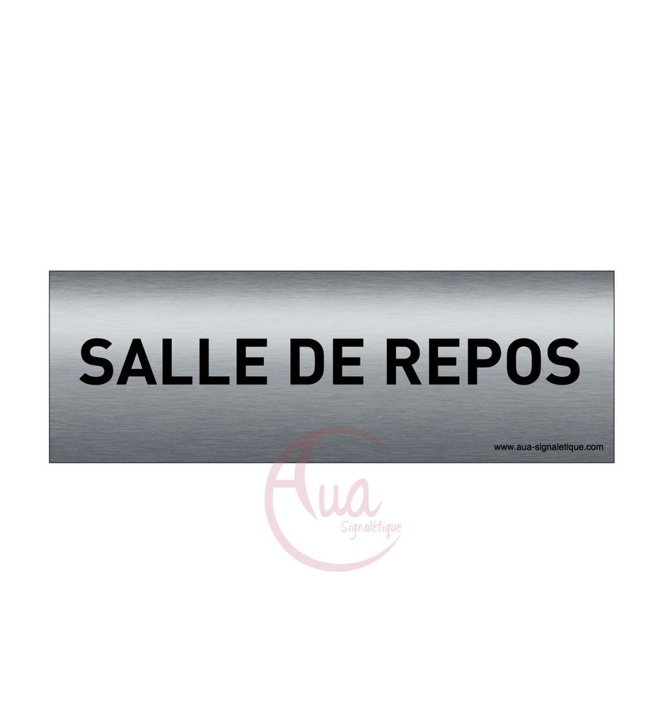 [201349-F] Plaque de porte Aluminium brossé imprimé AluSign Texte - 150x50 mm - Salle de repos - Double Face adhésif au dos