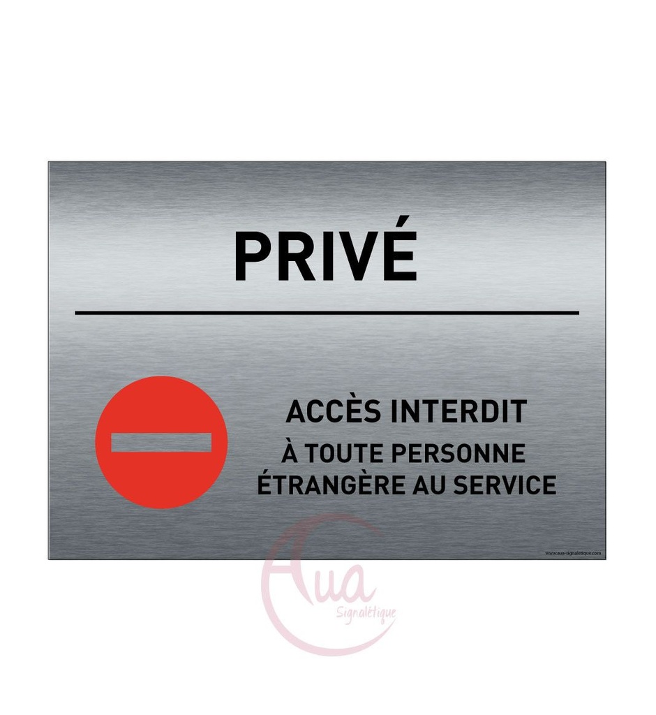 [201357-F] Plaque de porte Aluminium brossé imprimé AluSign - 210x150 mm - Privé 4 - Double Face adhésif au dos