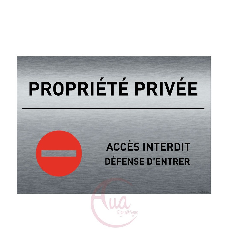[201359-F] Plaque de porte Aluminium brossé imprimé AluSign - 210x150 mm - Sens interdit Défense d'entrer - Double Face adhésif au dos