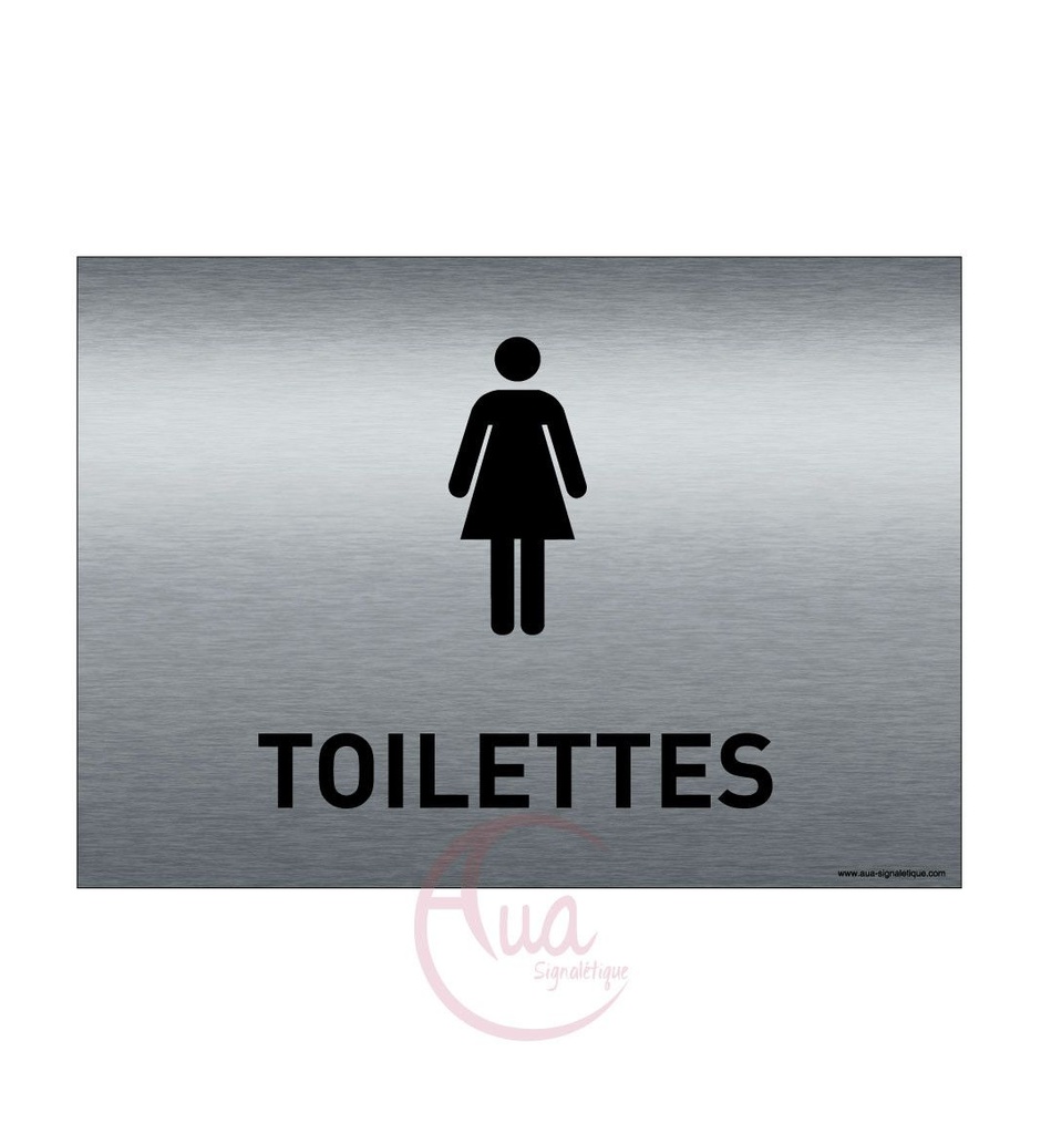 [201361-F] Plaque de porte Aluminium brossé imprimé AluSign - 210x150 mm - Toilettes Femmes - Double Face adhésif au dos
