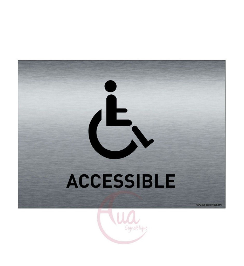[201366-F] Plaque de porte Aluminium brossé imprimé AluSign - 210x150 mm - Accessible handicapés - Double Face adhésif au dos