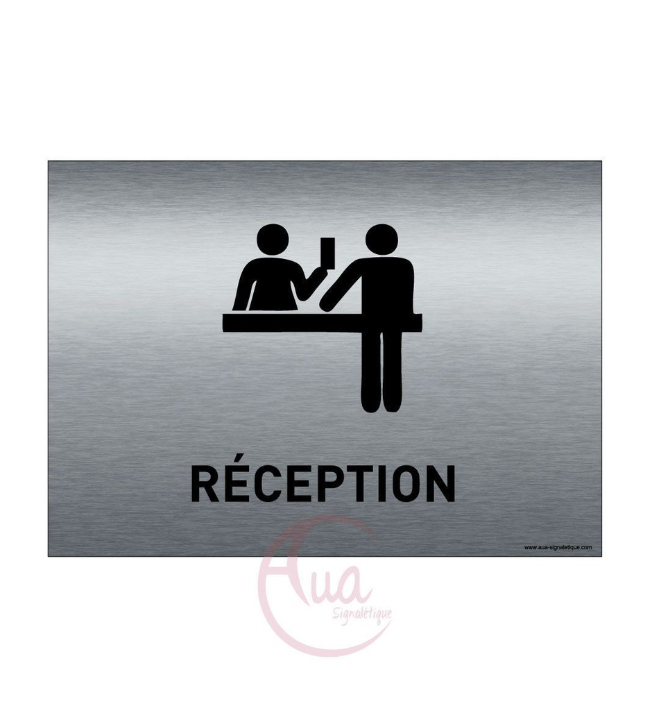 [201372-F] Plaque de porte Aluminium brossé imprimé AluSign - 210x150 mm - Réception- Double Face adhésif au dos