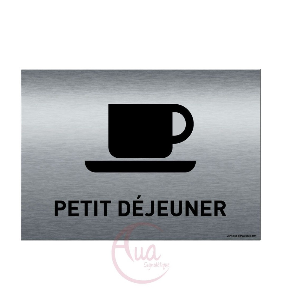 [201373-F] Plaque de porte Aluminium brossé imprimé AluSign - 210x150 mm - Petit déjeuner - Double Face adhésif au dos