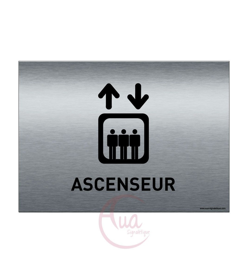 [201378-F] Plaque de porte Aluminium brossé imprimé AluSign - 210x150 mm - Ascenseur - Double Face adhésif au dos