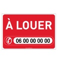 PANNEAU A LOUER rouge AKILUX 5 mm - Format 600 x 400 mm à personnaliser avec 4 oeillets et 4 attaches