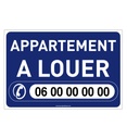 PANNEAU APPARTEMENT A LOUER BLEU AKILUX 5 mm - Format 600 x 400 mm à personnaliser avec 4 oeillets et 4 attaches