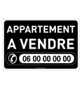 PANNEAU APPARTEMENT A VENDRE NOIR AKILUX 5 mm - Format 600 x 400 mm à personnaliser avec 4 oeillets et 4 attaches