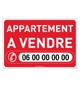 PANNEAU APPARTEMENT A VENDRE ROUGE AKILUX 5 mm - Format 600 x 400 mm à personnaliser avec 4 oeillets et 4 attaches