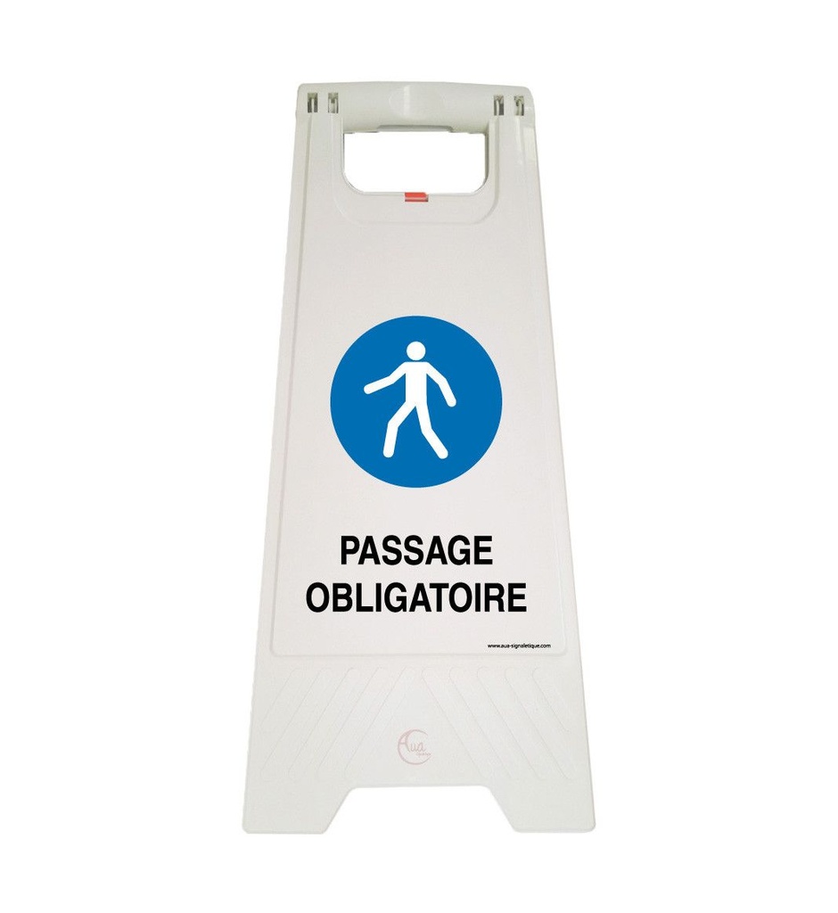 Chevalet signalisation passage obligatoire - Poids 1KG en plastique blanc