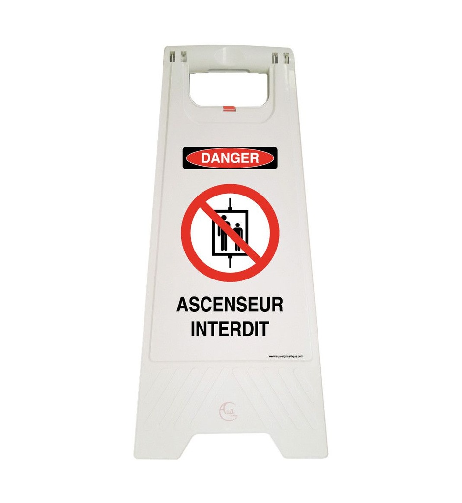 [201723-blanc] Chevalet signalisation ascenseur interdit danger - Poids 1KG en plastique blanc