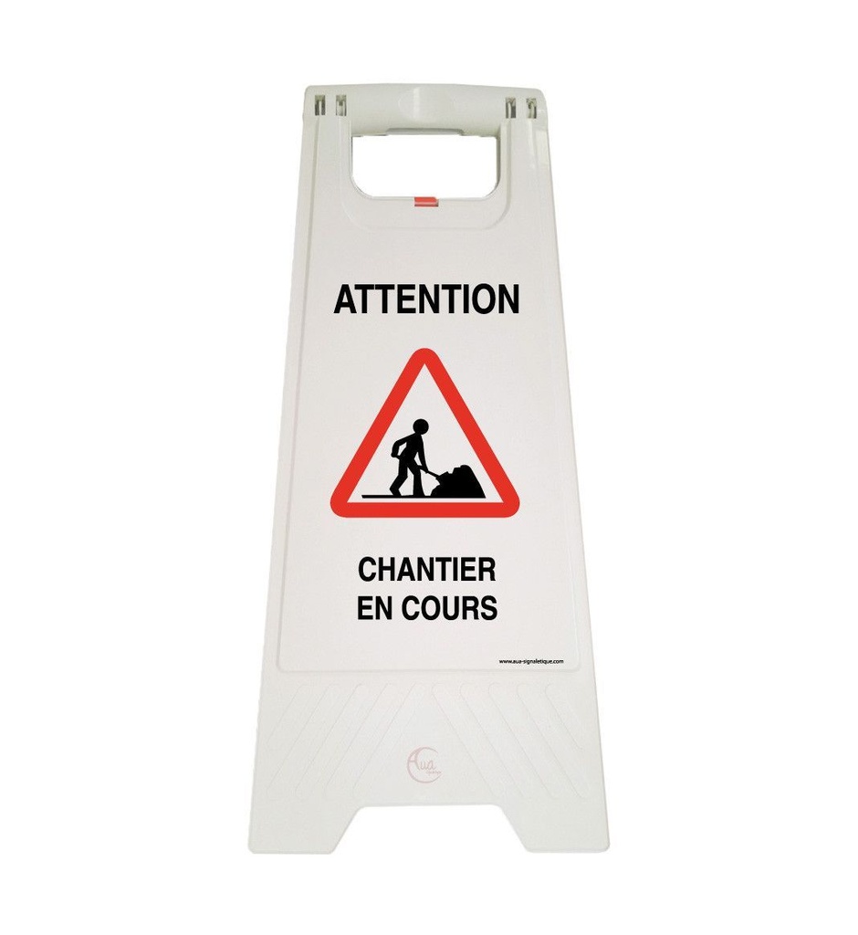 [201724-blanc] Chevalet signalisation chantier en cours - Poids 1KG en plastique blanc