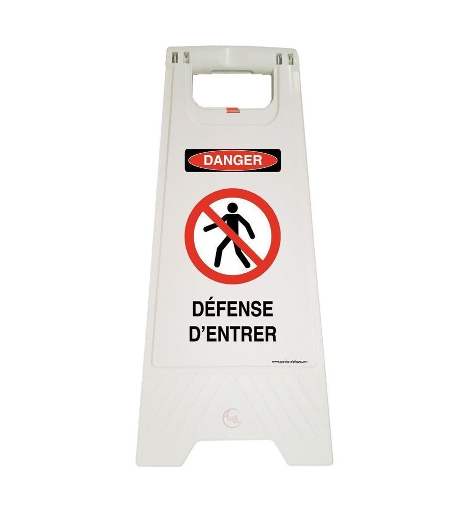 [201725-blanc] Chevalet signalisation défense d'entrer danger - Poids 1KG en plastique blanc