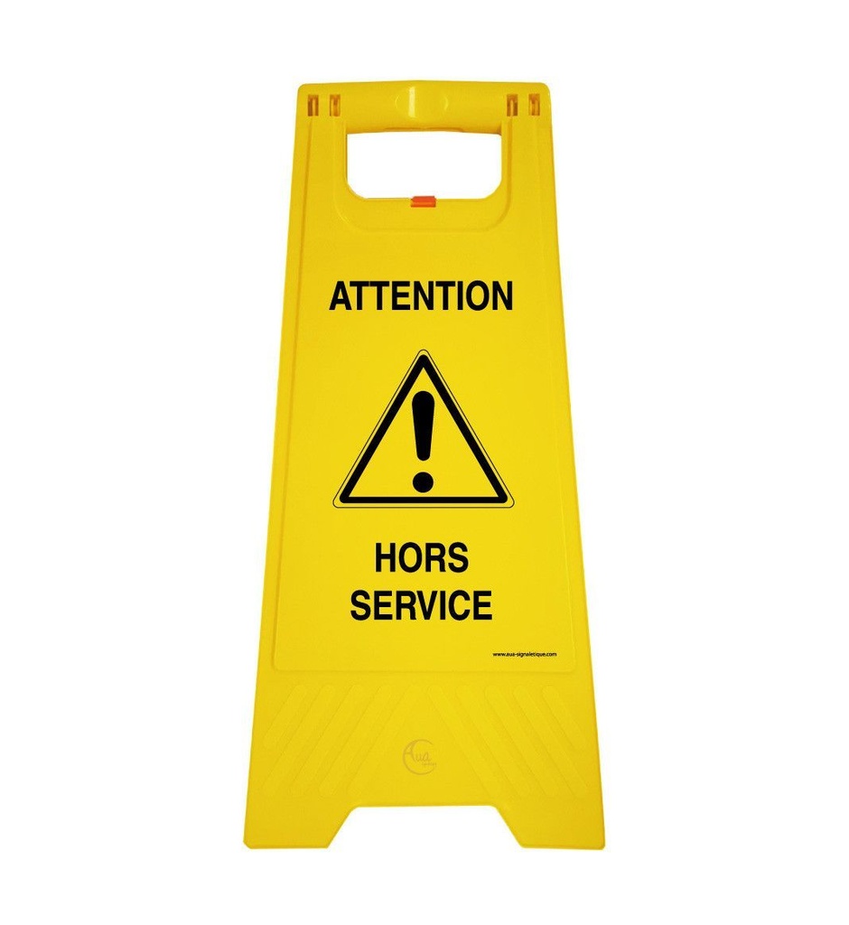 [201726] Chevalet signalisation hors service attention - Poids 1KG en plastique jaune